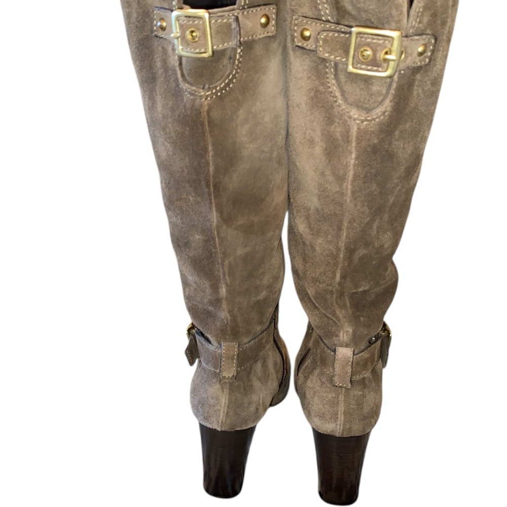 Coach Robynn mid-calf boots Flint Brown kidskin suede round toe Quiet Luxury - Picture 11 of 16